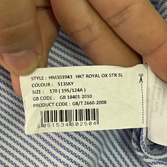 Hackett Men's Blue Striped Long Sleeve Button Down Shirt Size 17 - Picture 9 of 9